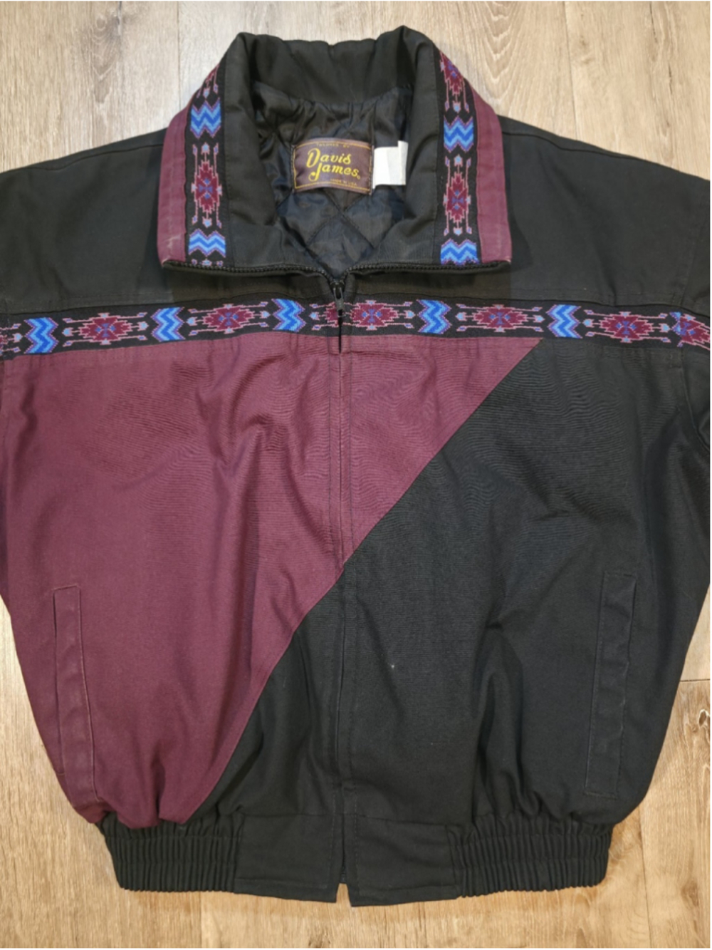 Vtg Davis James Aztec Southwestern Bomber Jacket Men Large Western Quilted USA